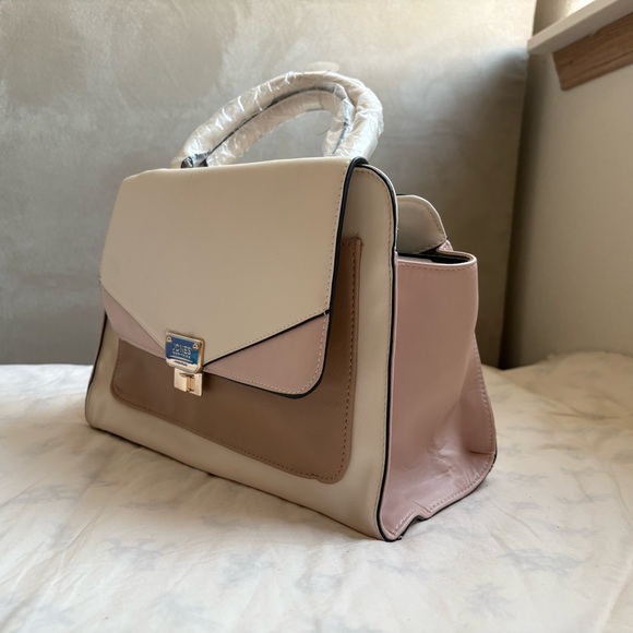Jones New York Cream and Tan Satchel with Structured Silhouette - Picture 2 of 4